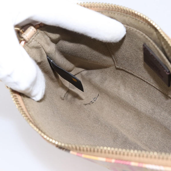 FENDI Zucchino Canvas Accessory Pouch PVC Multicolor Gold Auth 199476V