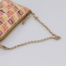 FENDI Zucchino Canvas Accessory Pouch PVC Multicolor Gold Auth 199476V-7