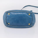 Miu Miu Hand Bag Leather 2way Blue Gold Auth 199477V-5
