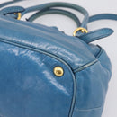 Miu Miu Hand Bag Leather 2way Blue Gold Auth 199477V-10