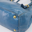 Miu Miu Hand Bag Leather 2way Blue Gold Auth 199477V-16