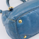 Miu Miu Hand Bag Leather 2way Blue Gold Auth 199477V-17