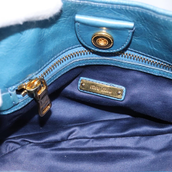 Miu Miu Hand Bag Leather 2way Blue Gold Auth 199477V