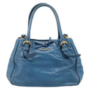 Miu Miu Hand Bag Leather 2way Blue Gold Auth 199477V-13