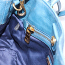 Miu Miu Hand Bag Leather 2way Blue Gold Auth 199477V-21