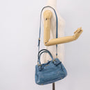 Miu Miu Hand Bag Leather 2way Blue Gold Auth 199477V-23