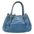 Miu Miu Hand Bag Leather 2way Blue Gold Auth 199477V-2