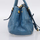 Miu Miu Hand Bag Leather 2way Blue Gold Auth 199477V-3