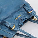 Miu Miu Hand Bag Leather 2way Blue Gold Auth 199477V-6