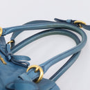 Miu Miu Hand Bag Leather 2way Blue Gold Auth 199477V-8