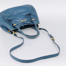 Miu Miu Hand Bag Leather 2way Blue Gold Auth 199477V-9