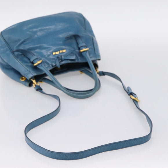 Miu Miu Hand Bag Leather 2way Blue Gold Auth 199477V
