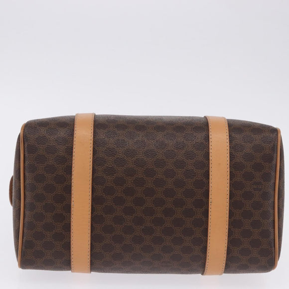CELINE Macadam Canvas Hand Bag PVC Leather 2way Brown Gold Auth 199479V
