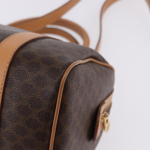 CELINE Macadam Canvas Hand Bag PVC Leather 2way Brown Gold Auth 199479V