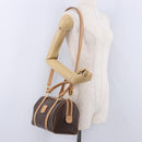 CELINE Macadam Canvas Hand Bag PVC Leather 2way Brown Gold Auth 199479V-24