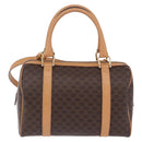 CELINE Macadam Canvas Hand Bag PVC Leather 2way Brown Gold Auth 199479V-2