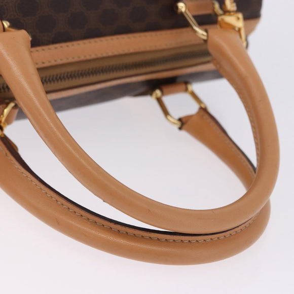 CELINE Macadam Canvas Hand Bag PVC Leather 2way Brown Gold Auth 199479V