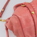 Miu Miu Vitello Luxe Hand Bag Leather 2way Pink Gold Auth 199481M-17
