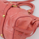 Miu Miu Vitello Luxe Hand Bag Leather 2way Pink Gold Auth 199481M-18