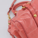 Miu Miu Vitello Luxe Hand Bag Leather 2way Pink Gold Auth 199481M-19