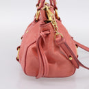 Miu Miu Vitello Luxe Hand Bag Leather 2way Pink Gold Auth 199481M-3