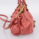 Miu Miu Vitello Luxe Hand Bag Leather 2way Pink Gold Auth 199481M-4