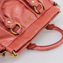 Miu Miu Vitello Luxe Hand Bag Leather 2way Pink Gold Auth 199481M-6