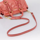 Miu Miu Vitello Luxe Hand Bag Leather 2way Pink Gold Auth 199481M-8
