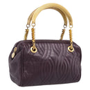FENDI Hand Bag Leather Purple Gold Auth 199484V-1
