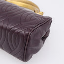 FENDI Hand Bag Leather Purple Gold Auth 199484V-14