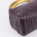 FENDI Hand Bag Leather Purple Gold Auth 199484V-15