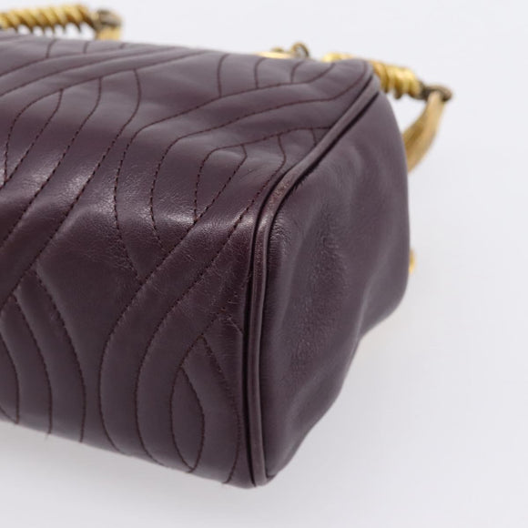 FENDI Hand Bag Leather Purple Gold Auth 199484V