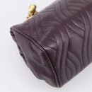 FENDI Hand Bag Leather Purple Gold Auth 199484V-9