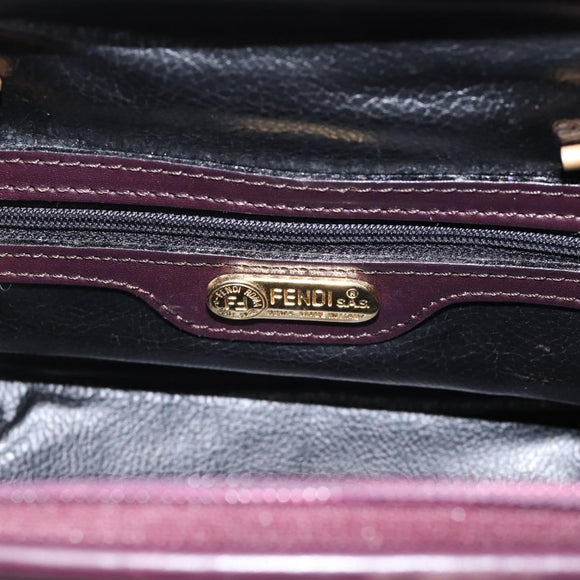 FENDI Hand Bag Leather Purple Gold Auth 199484V