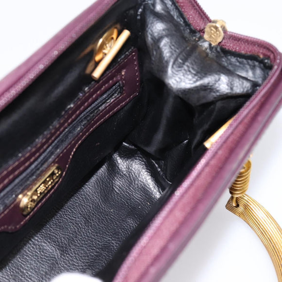 FENDI Hand Bag Leather Purple Gold Auth 199484V