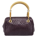 FENDI Hand Bag Leather Purple Gold Auth 199484V-13