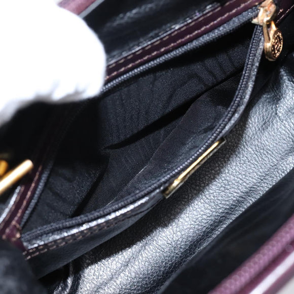 FENDI Hand Bag Leather Purple Gold Auth 199484V