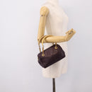 FENDI Hand Bag Leather Purple Gold Auth 199484V-22