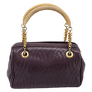 FENDI Hand Bag Leather Purple Gold Auth 199484V-2
