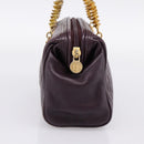 FENDI Hand Bag Leather Purple Gold Auth 199484V-3