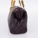 FENDI Hand Bag Leather Purple Gold Auth 199484V-4