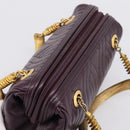 FENDI Hand Bag Leather Purple Gold Auth 199484V-6