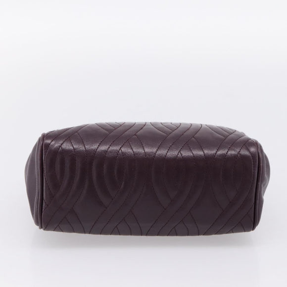 FENDI Hand Bag Leather Purple Gold Auth 199484V