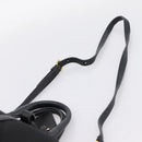 PRADA Hand Bag Nylon Leather 2way Black Gold Auth 199485A-14