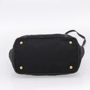 PRADA Hand Bag Nylon Leather 2way Black Gold Auth 199485A-5