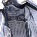 PRADA Hand Bag Nylon Leather 2way Black Gold Auth 199485A-20
