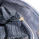 PRADA Hand Bag Nylon Leather 2way Black Gold Auth 199485A-22