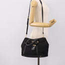 PRADA Hand Bag Nylon Leather 2way Black Gold Auth 199485A-24