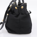 PRADA Hand Bag Nylon Leather 2way Black Gold Auth 199485A-4