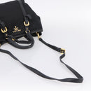 PRADA Hand Bag Nylon Leather 2way Black Gold Auth 199485A-9